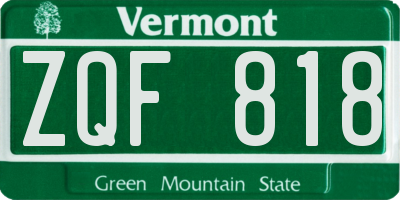 VT license plate ZQF818