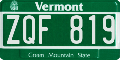 VT license plate ZQF819