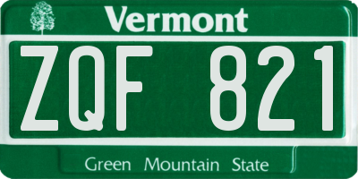 VT license plate ZQF821