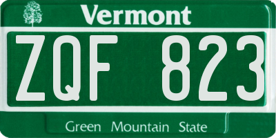 VT license plate ZQF823