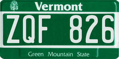 VT license plate ZQF826