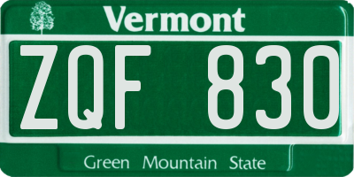 VT license plate ZQF830