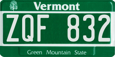 VT license plate ZQF832