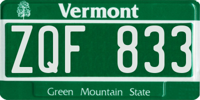 VT license plate ZQF833