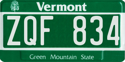 VT license plate ZQF834