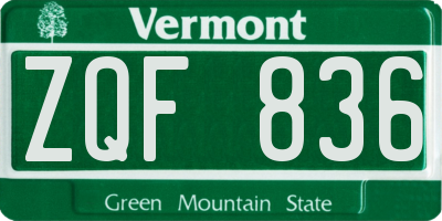 VT license plate ZQF836