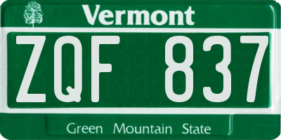 VT license plate ZQF837