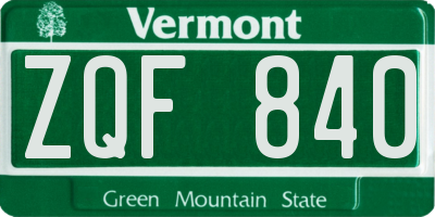 VT license plate ZQF840