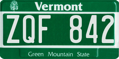 VT license plate ZQF842