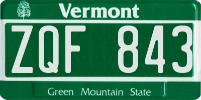 VT license plate ZQF843