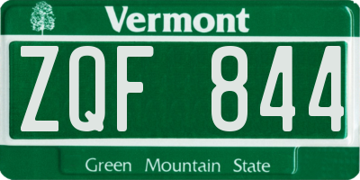 VT license plate ZQF844