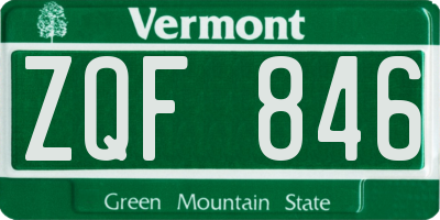 VT license plate ZQF846
