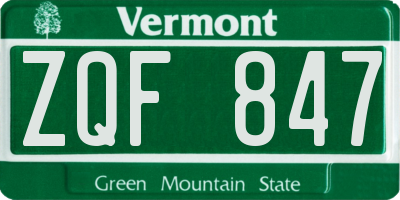 VT license plate ZQF847