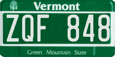 VT license plate ZQF848