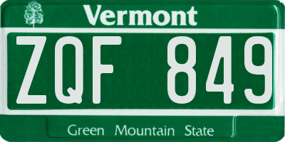 VT license plate ZQF849