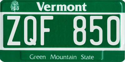 VT license plate ZQF850
