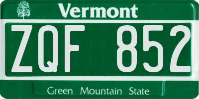 VT license plate ZQF852