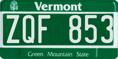 VT license plate ZQF853