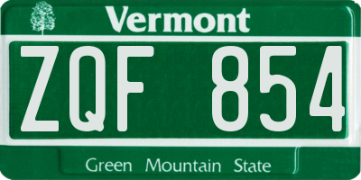 VT license plate ZQF854