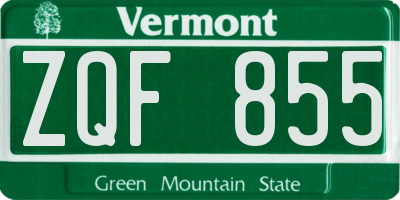 VT license plate ZQF855
