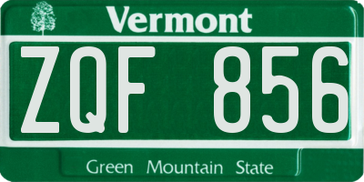 VT license plate ZQF856