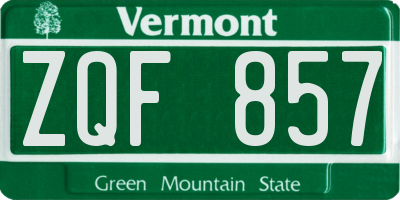 VT license plate ZQF857