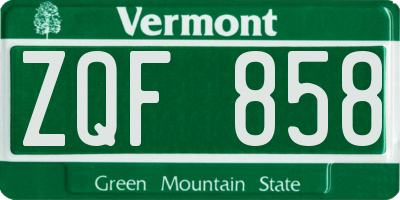 VT license plate ZQF858