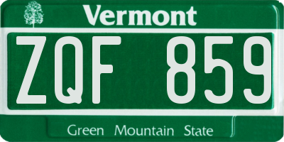 VT license plate ZQF859