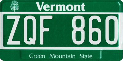 VT license plate ZQF860