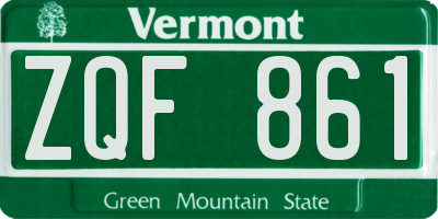 VT license plate ZQF861