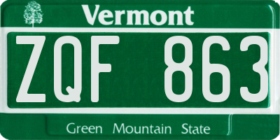 VT license plate ZQF863