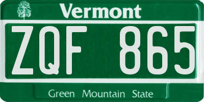 VT license plate ZQF865
