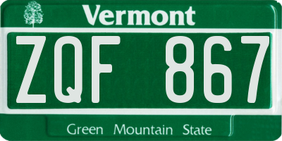 VT license plate ZQF867