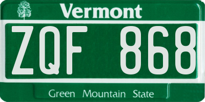 VT license plate ZQF868