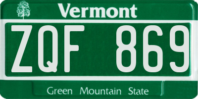 VT license plate ZQF869