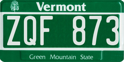 VT license plate ZQF873