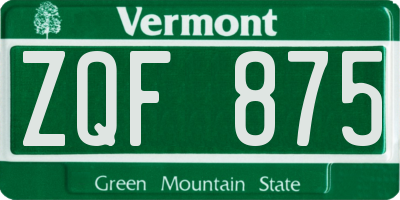 VT license plate ZQF875