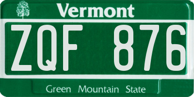 VT license plate ZQF876