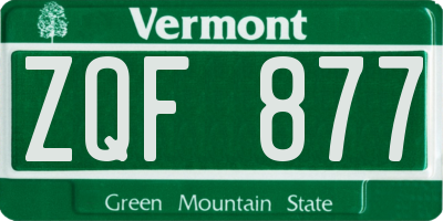 VT license plate ZQF877
