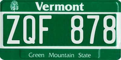VT license plate ZQF878