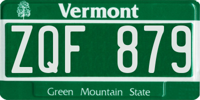 VT license plate ZQF879