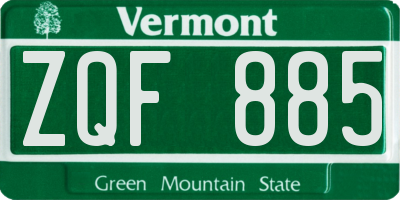 VT license plate ZQF885