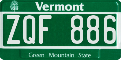 VT license plate ZQF886