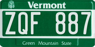 VT license plate ZQF887