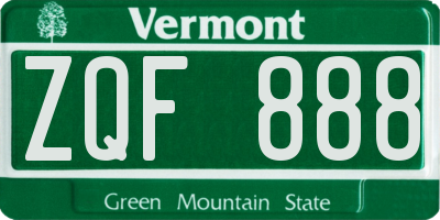 VT license plate ZQF888