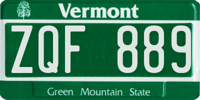 VT license plate ZQF889