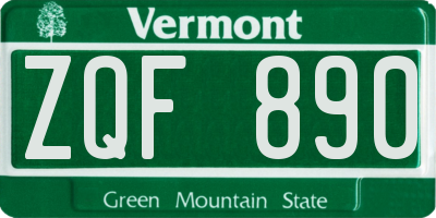 VT license plate ZQF890