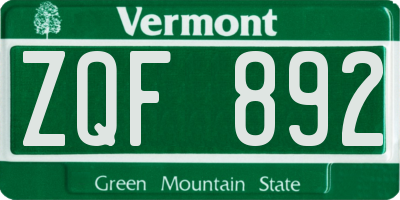VT license plate ZQF892