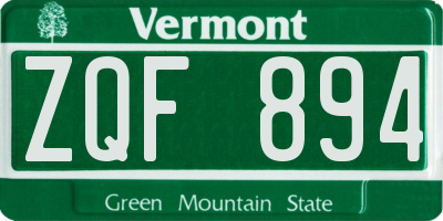VT license plate ZQF894