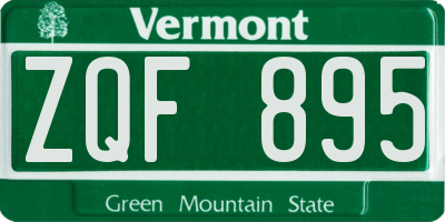 VT license plate ZQF895
